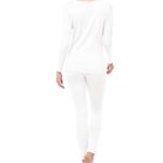 LAPASA Women’s Lightweight Thermal Underwear Long John Set Fleece Lined Base Layer Top and Bottom L17 (Small, White)