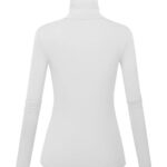 Kindcall White Long Sleeve Shirts for Women Fall Clothes Fitted White Mock Turtleneck Tops for Women Underscrub (White Medium)
