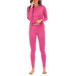 Thermal Underwear for Women Long Johns Fleece Lined Base Layer Top and Bottom Thermals Sets Winter Clothes Hot Pink Medium