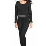 Women’s 2pc Thermal Underwear, Top & Bottom Fleece Lined Long Johns – by Rocky,Black,Large