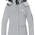 Wantdo Women’s Skiing Jacket Removable Hood Rainwear Snow Coat Outwear Gray M