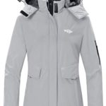 Wantdo Women’s Skiing Jacket Removable Hood Rainwear Snow Coat Outwear Gray M