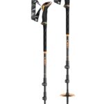 LEKI Sherpa Lite Aluminum Adjustable Lightweight Ski Poles for Backcountry Skiing & Snowboarding – Neonorange-Black-Denimblue – 100-135 cm