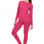 Thermajane Women’s Ultra Soft Thermal Underwear Long Johns Set with Fleece Lined (X-Small, Pink)