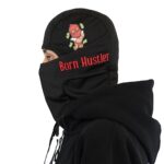 GCBalaclava Born Hustler Balaclava Fashion Face Mask UV Protection for Men Women Sun Hood Tactical Lightweight Ski Motorcycle Black