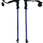 WSD Ski poles Telescopic adjustable Collapsible kids junior downhill/alpine ski poles pair with baskets 32” to 42” New (Blue)