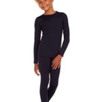 Thermajane Girl’s Ultra Soft Thermal Underwear Long Johns Set with Fleece Lined (Navy, Medium)