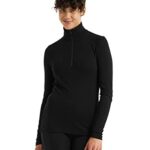 Icebreaker Merino Women’s 175 Everyday Cold Weather Base Layer Thermal Long Sleeve Half Zip Top, Black, Medium