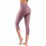 Youmymine Women High Waist Yoga Sport Quick Dry Pants Workout Skinny Leggings Fitness Athletic Tight Pants Solid Pocket (L, Pink)