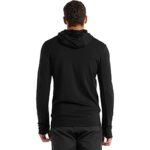 Icebreaker Merino Quantum III Zip Up Hoodie for Men, 100% Merino Wool, Long Sleeve Men’s Zip-Up Sweater with Zippered Pockets, Thumb Loops – Athletic Sweatshirt, Black, Medium