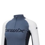 Swix Women’s Standard Active Winter Sport Skiing Training Turtle Neck RaceX Bodywear Half-Zip Baselayer Sweater, Blue Sea, X-Small
