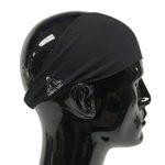 Mens Headband – Guys Sweatband & Sports Headbands Moisture Wicking Workout Sweatbands for Running, Crossfit, Skiing and bike helmet friendly – Black