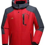 Men’s Mountain Waterproof Ski Jacket Windproof Rain Jacket U119WCFY028,Red,XL
