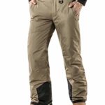 TSLA TM-YKB81-KHK_Large Men’s Rip-Stop Snow Pants Windproof Ski Insulated Water-Repel Bottoms YKB81