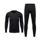 HEROBIKER Men Cotton Thermal Underwear Set Motorcycle Skiing Winter Warm Base Layers Tight Long Johns Tops & Pants Set Black XL