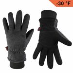 OZERO Ski Gloves Coldproof Thermal Skiing Glove – Deerskin Leather Palm & Polar Fleece Back with Insulated Cotton – Windproof Water-Resistant Warm Hands in Cold Weather for Women Men – Gray(S)