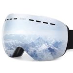 Gonex Oversized Ski Snow Goggles Anti-fog UV Protection with Frameless Double Spherical Lens for Skiing Snowboard Skate Winter Sports+ Goggle Case(Silver Lens)
