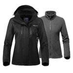 OutdoorMaster Women’s 3-in-1 Ski Jacket – Winter Jacket Set with Fleece Liner Jacket & Hooded Waterproof Shell – for Women (Black,M)
