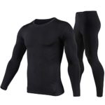 Thermal Underwear Men Ultra-Soft Long Johns Set Base Layer Skiing Winter Warm Top & Bottom Black