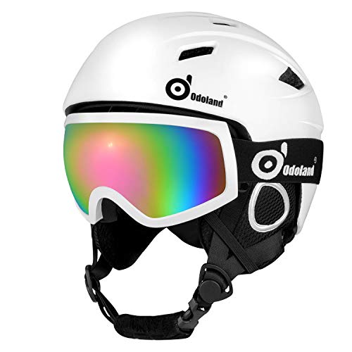 Odoland Snow Helmet Set with Ski Goggles, Unisex Snow Sports Helmet ...