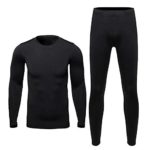 HEROBIKER Men Cotton Thermal Underwear Set Motorcycle Skiing Winter Warm Base Layers Tight Long Johns Tops & Pants Set Black L
