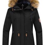 Wantdo Women’s Skiing Jacket Waterproof Coat Windproof Faux Fur Collar Black L