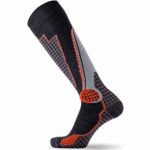 Pure Athlete High Performance Wool Ski Socks – Outdoor Wool Skiing Socks, Snowboard Socks (Black/Grey/Orange, Medium)