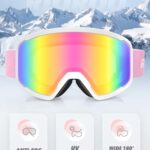 RIOROO Ski/Snowboard Goggles for Men Women, OTG Snow Goggles Anti Fog 100% UV Protection Snowboarding Goggles