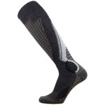 PureAthlete High Performance Wool Ski Socks – Outdoor Wool Skiing Socks, Snowboard Socks (Black/Grey/Silver, Medium)