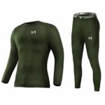 Men’s Thermal Underwear Set, Sport Long Johns Base Layer for Male, Winter Gear Compression Suits for Skiing Running Green