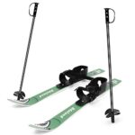 Odoland Kid’s Beginner Snow Skis and Poles, Low-Resistant Ski Boards for Age 4 and Under, Lightweight, Sturdy and Safe, Green