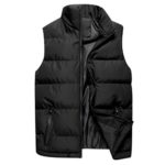 AIEason Men’s Down Jacket Vest Casual Stand Collar Quilted Jacket Winter Thick Warm Sleeveless Vest Outdoor Ski Cotton Jacket Shirt (Black 1, M)