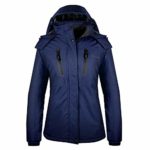 OutdoorMaster Women’s Ski Jacket Basic – Winter Jacket with Elastic Powder Skirt & Removable Hood, Waterproof & Windproof (Deep Blue,S)