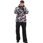 YEEFINE Men’s Ski Suit Waterproof Snow Suits Two Piece Snowboard Jacket and Pants Set Outdoor Windproof Snowsuit Winter Warm Snow Coats(HBT+Black, XL)