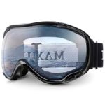 Juli Ski Snowboard Googles UV Protection Anti-Fog Snow Goggles for Men Women Youth(Black Frame+82% VLT Clear Len)