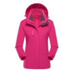 Women’s 3-in-1 Waterproof Ski Jacket, Windproof Puffer Liner Warm Winter Coat Hoodies Jacket Winter Thick Outerwear(Hot Pink, XXXXL)