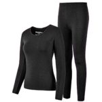 HEROBIKER Thermal Underwear Women Set Winer Skiing Warm Top Thermal Long Johns, Black, Small