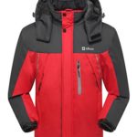 Ubon Men’s Outdoor Waterproof Raincoat Windproof Fleece Snow Ski Jacket Sportswear(Red,US S)