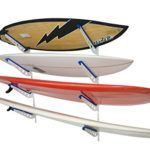 StoreYourBoard Metal Surfboard Storage Rack – 4 Surf Adjustable Home Wall Mount