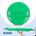 Lenwen 6 Pcs 25.2 Inch Winter Snow Sleds with Handles Heavy Duty Outdoor Snow Saucer Sled Round Plastic Sled Sledding Downhill Saucer for Kids Adults Cold Weather Sport (Red, Green, Blue)