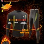 UNIQUEBELLA Men’s Thermal Underwear Sets Top & Long Johns Fleece Sweat Quick Drying Thermo Base Layer Black