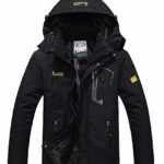 Pooluly Men’s Waterproof Windproof Rain Snow Jacket Hooded Fleece Ski Coat