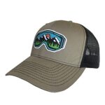 ThreadBound Outdoor Trucker Hat Snapback – Snow Goggle Patch Design – Snowboard, Ski, Downhill (Moss Green/Black)