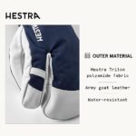 Hestra Army Leather Heli Ski Glove – Classic 3-Finger Snow Glove for Skiing, Snowboarding and Mountaineering, Navy, 10