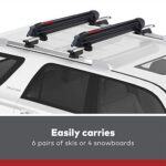 YAKIMA, PowderHound 6 Ski & Snowboard Mount, Fits Up to 6 Pairs of Skis or 4 Snowboards, Rides Quietly, Fits Most Roof Racks, Black