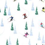 Ski Journal: Ski lined notebook | gifts for a skiier | skiing books for kids, men or woman who loves ski| composition notebook |111 pages 6″x9″ | … slope with green fir tree and several skiers