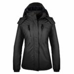 OutdoorMaster Women’s Ski Jacket Basic – Winter Jacket with Elastic Powder Skirt & Removable Hood, Waterproof & Windproof (Black,XXL)