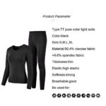 Thermal Underwear Women Ultra-Soft Long Johns Set Base Layer Skiing Winter Warm Top & Bottom Black