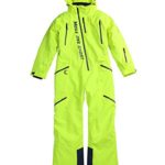 MOUS ONE Women One Pieces Ski Suits Waterproof Warm Insulated Ski Jumpsuit Removable Hood Snowsuit for Snow Sport(Yellow, Medium)
