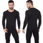 HEROBIKER Mens Thermal Underwear Set Skiing Winter Warm Base Layers Tight Long Johns Tops & Bottom Set with Fleece Lined Black